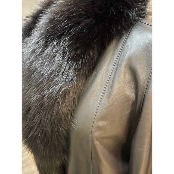 Zinman 52" Full Length Sheared Mink Fur Full Leather Reversible Coat 14 BRN/BLK - Picture 10 of 13